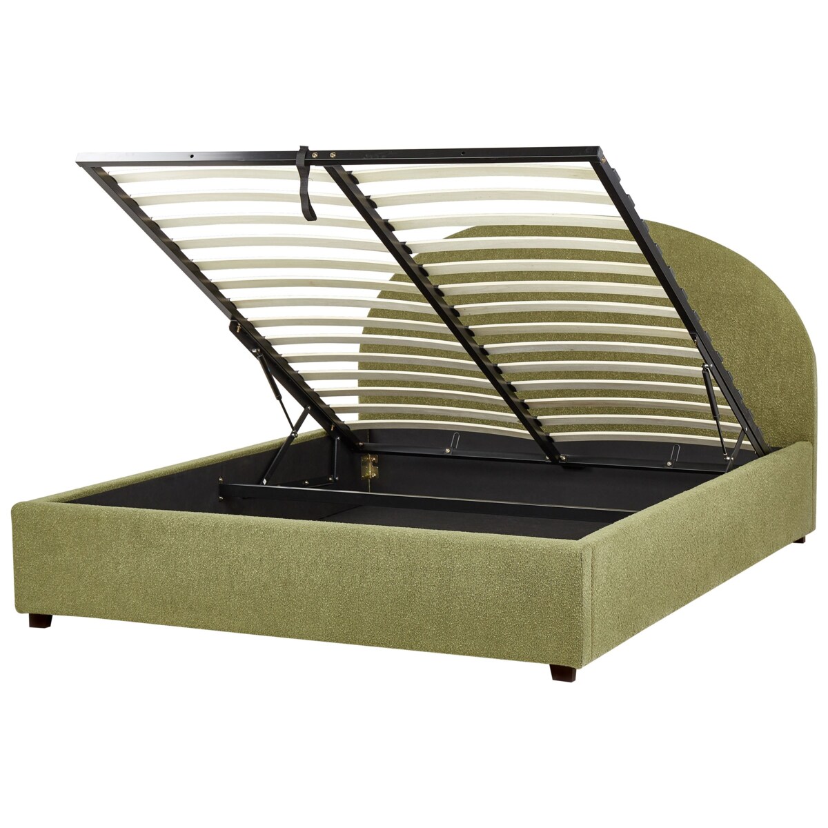 Łóżko z pojemnikiem boucle 160 x 200 cm zielone oliwkowe VAUCLUSE