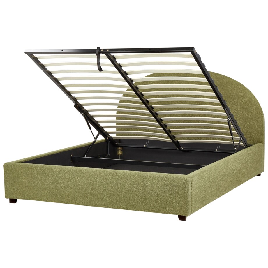 Łóżko z pojemnikiem boucle 160 x 200 cm zielone oliwkowe VAUCLUSE