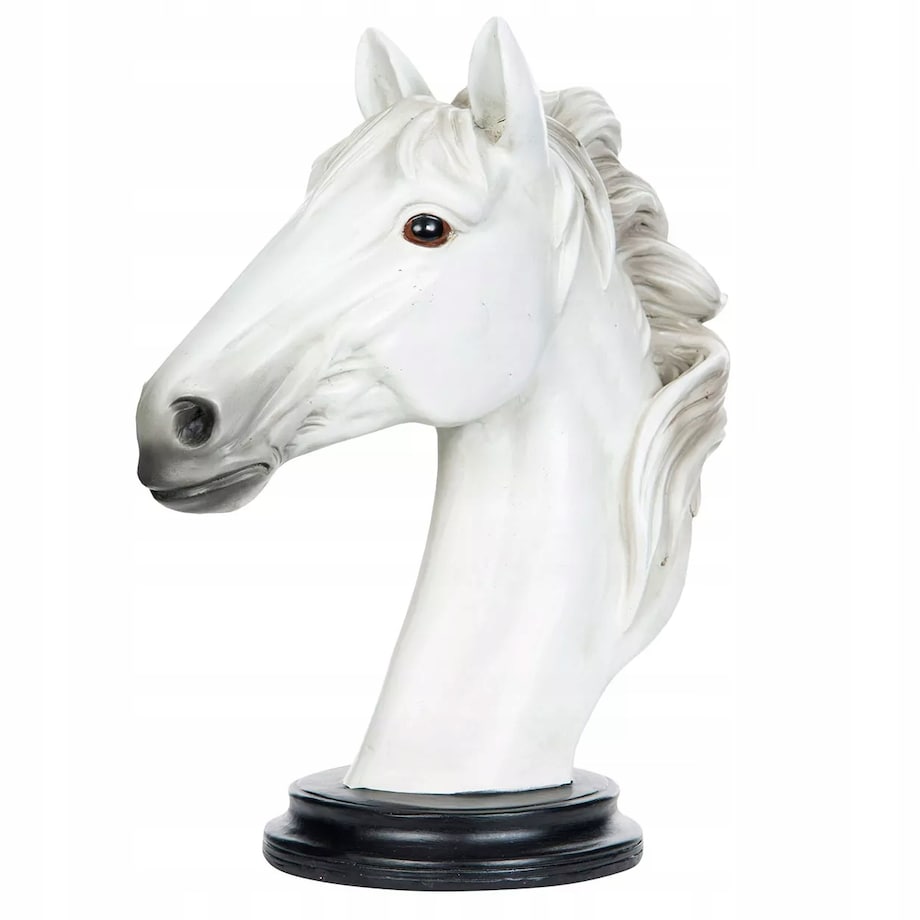 FIGURKA KOŃ GŁOWA KONIA BIAŁA popiersie statua dekoracja do salonu 28cm