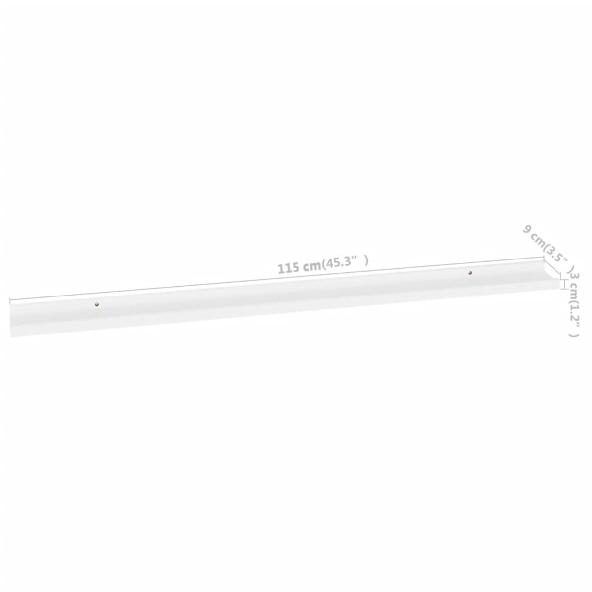 vidaXL Półki ścienne, 4 szt., białe, 115x9x3 cm