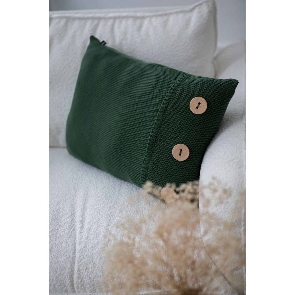 Poszewka klasyczna z guzikami zielona, 40 x 60 cm, La Manta