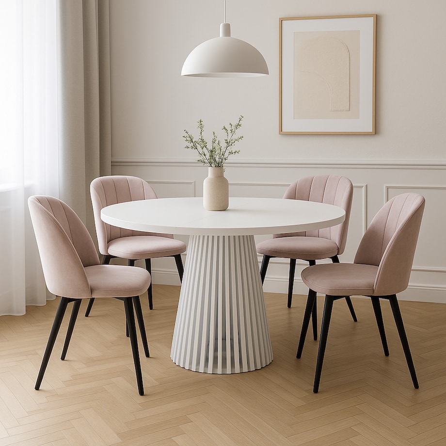 Stół DUSTO rozkładany z lamelami 120/220 Biały