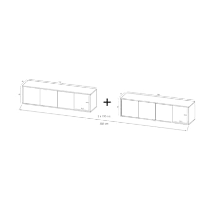 Wisząca Szafka RTV Loft Komoda RTV Dąb Wotan Grafit MAT 300 cm