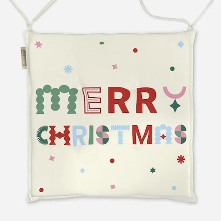 Poduszka świąteczna na krzesło - Merry Christmas - napis
