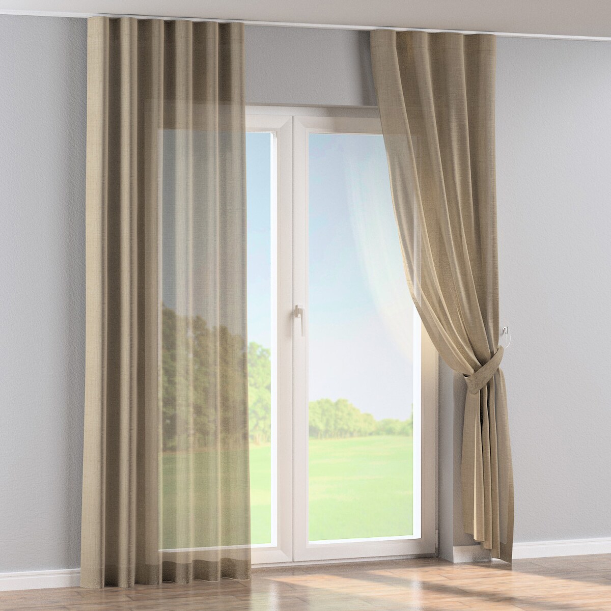 Zasłona na taśmie wave 130x260 ciemny beż