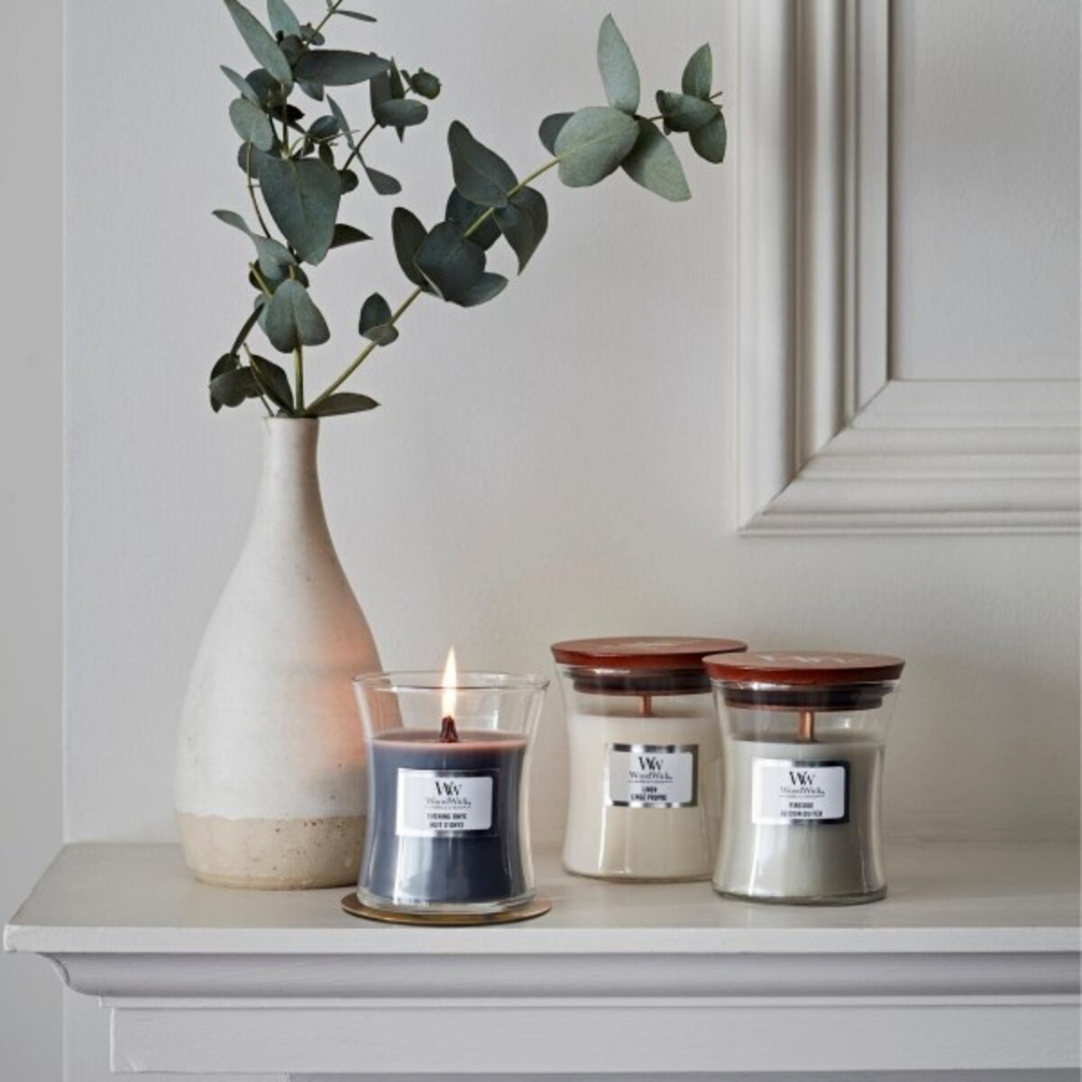 WoodWick świeca mała LINEN