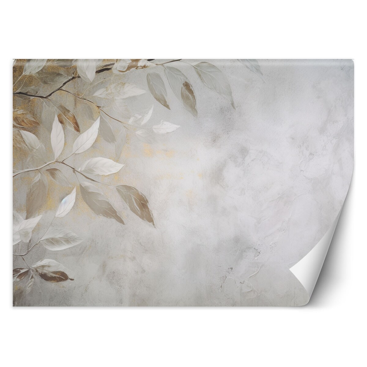 Fototapeta, Beżowe liście gałązki natura beton boho 400x280