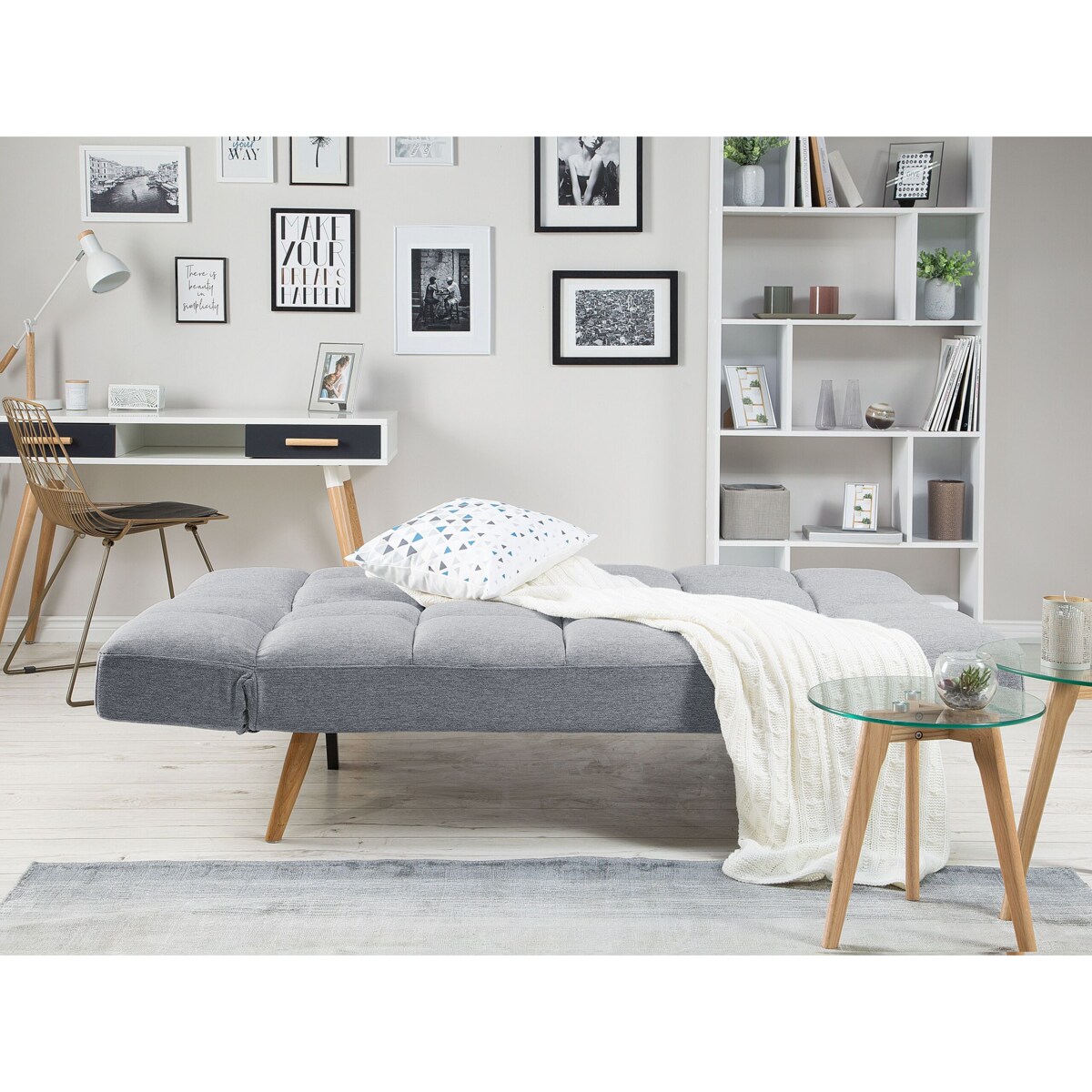 Sofa rozkładana jasnoszara INGARO