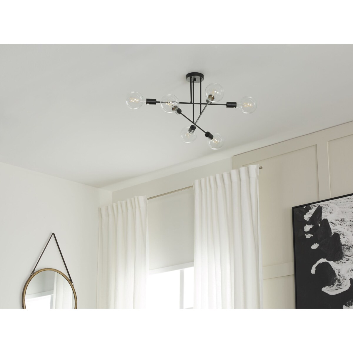 Lampa sufitowa 6-punktowa metalowa czarna KIDANE