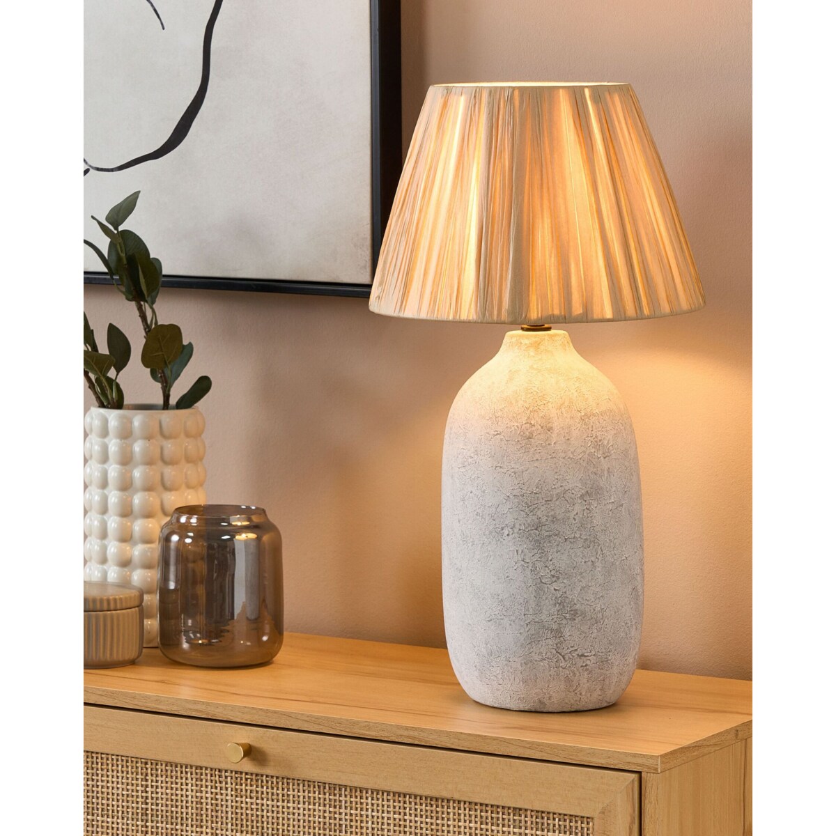 Lampa stołowa ceramiczna szara MATILDE