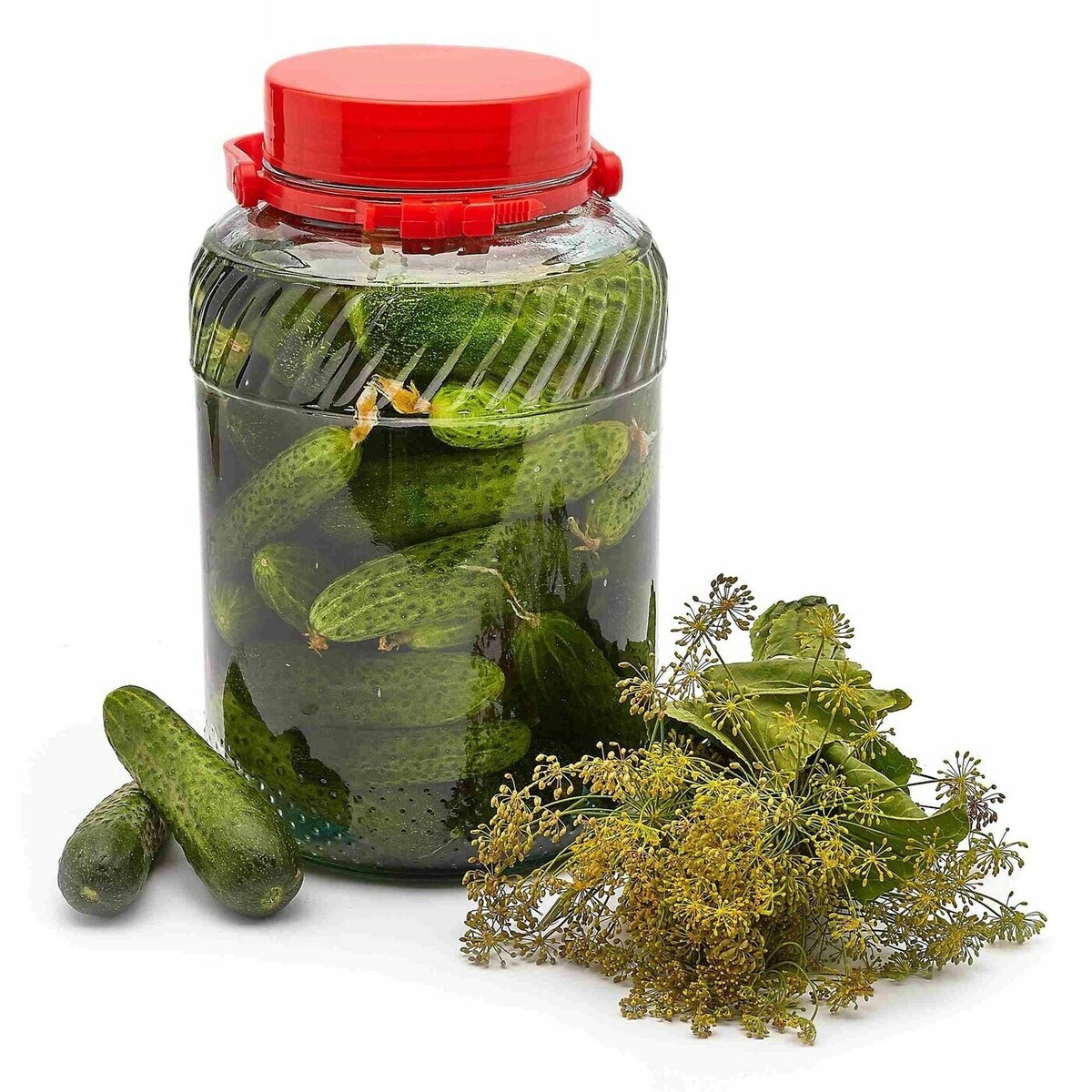 SŁOIK SZKLANY Z POKRYWKĄ NA PRZETWORY OGÓRKI kapustę paprykę duży słój 5 L