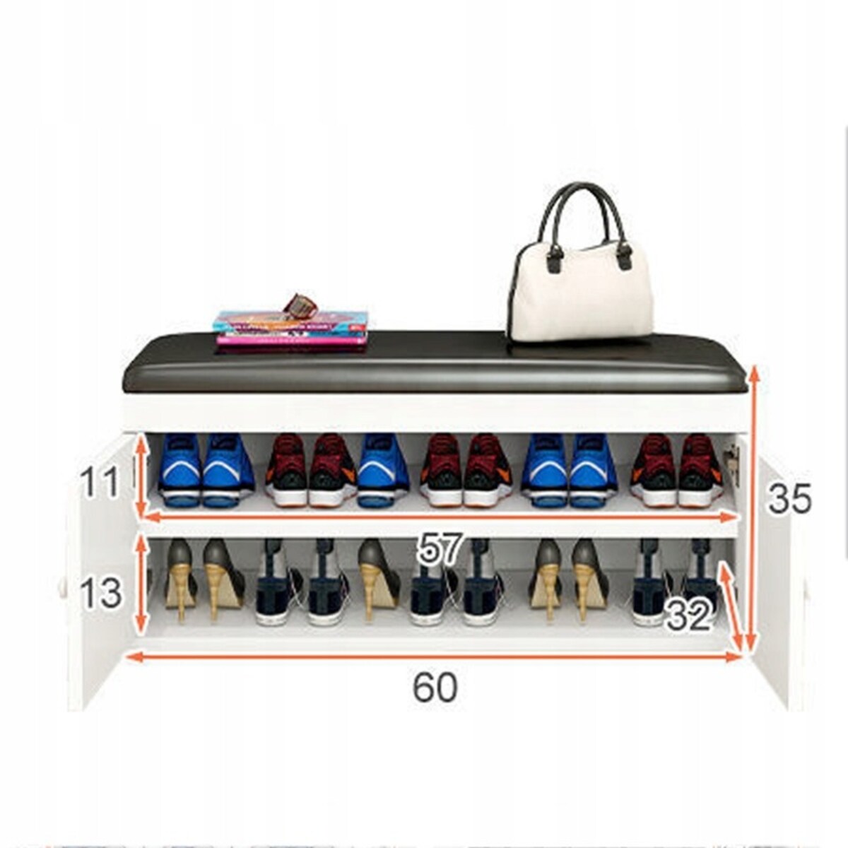 Szafka na buty siedzisko schowek biała ławka nowoczesna pojemna loft