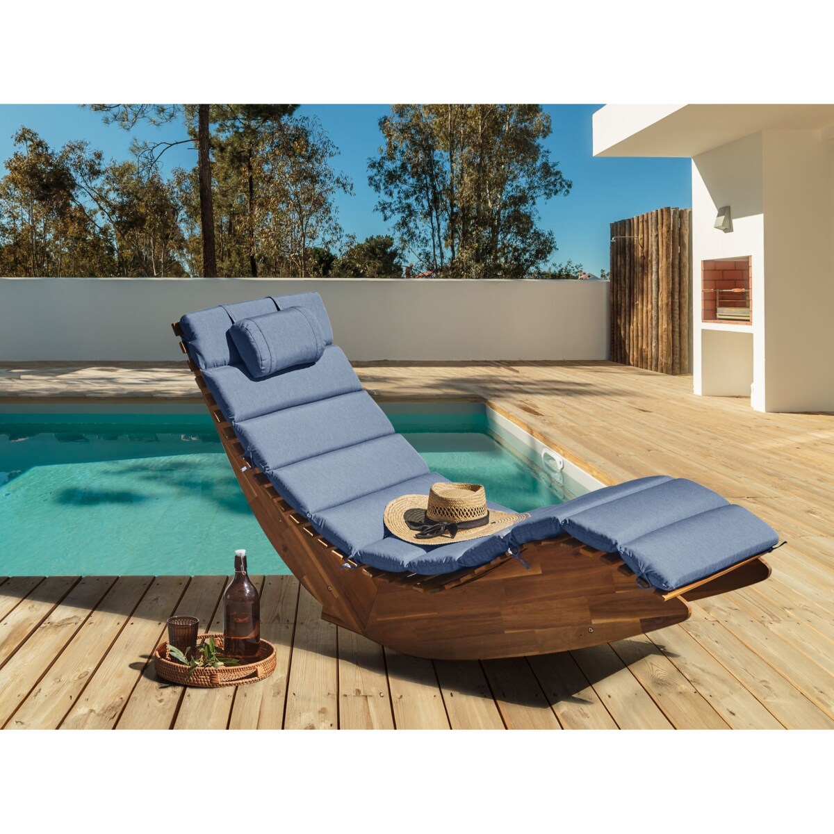 Poduszka na leżak ogrodowy BRESCIA PREMIUM 180 x 60 cm Niebieski