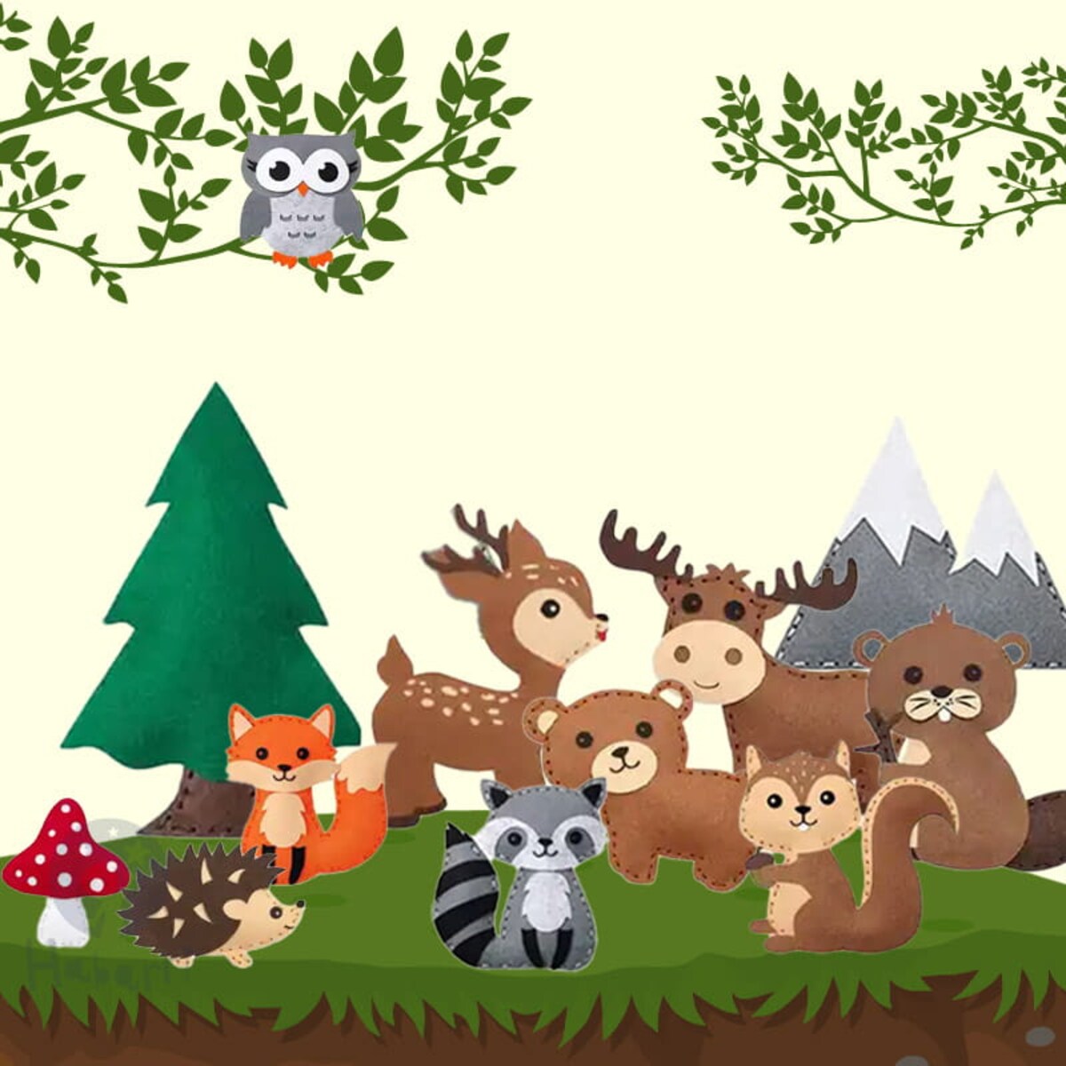 Las - filcowy zestaw do szycia DIY - 12 elementów