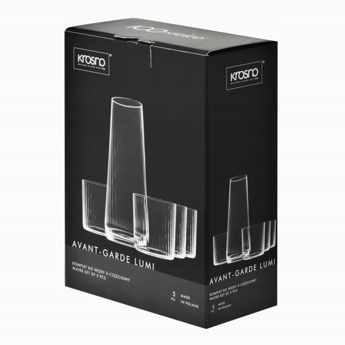 Komplet Krosno Avant-Garde Lumi Karafka Szklanki Ryflowane Zestaw 5 Części