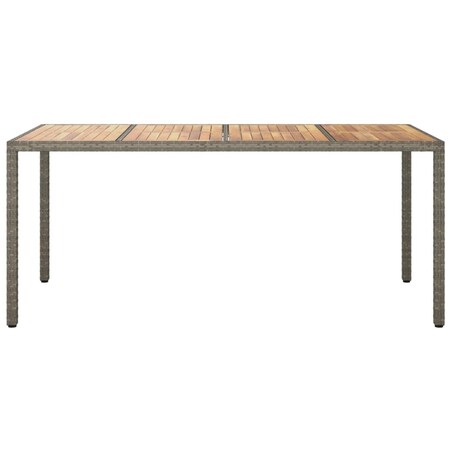 vidaXL Stół ogrodowy, 190x90x75 cm, rattan PE i drewno akacjowe, szary
