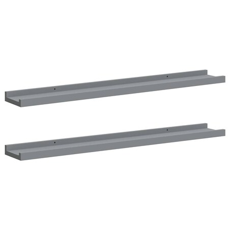 vidaXL Półki ścienne na zdjęcia, 2 szt., szare, 80x9x3 cm, MDF