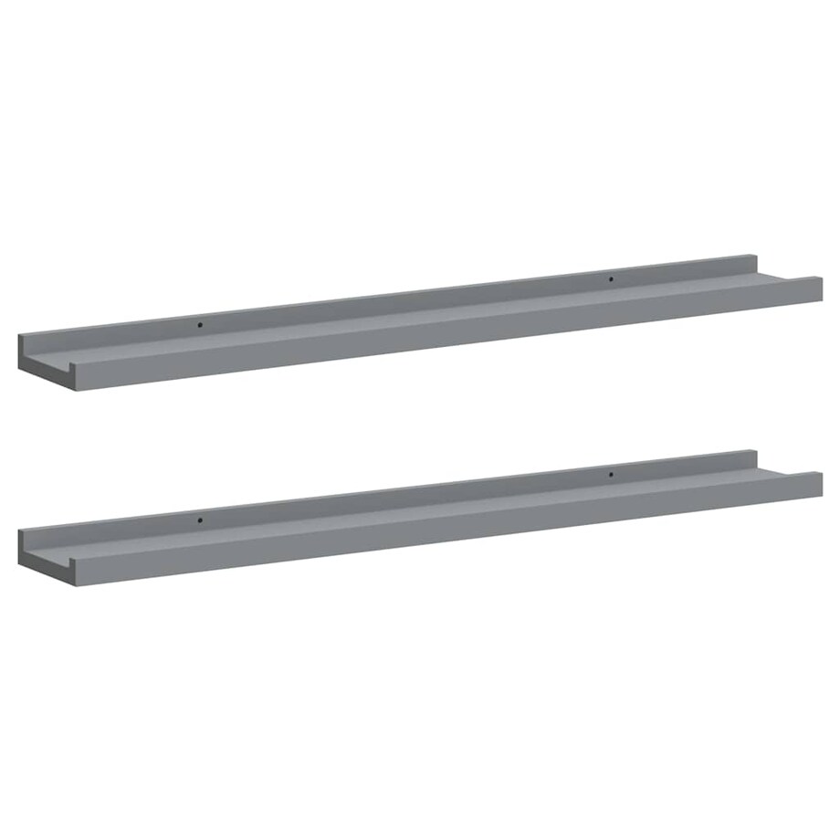 vidaXL Półki ścienne na zdjęcia, 2 szt., szare, 80x9x3 cm, MDF