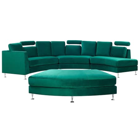 Sofa półokrągła 7-osobowa modułowa welurowa zielona ROTUNDE