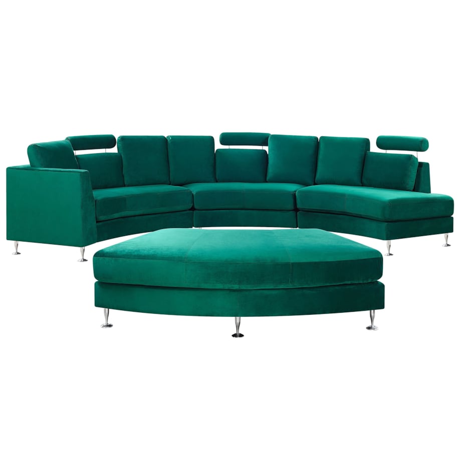 Sofa półokrągła 7-osobowa modułowa welurowa zielona ROTUNDE