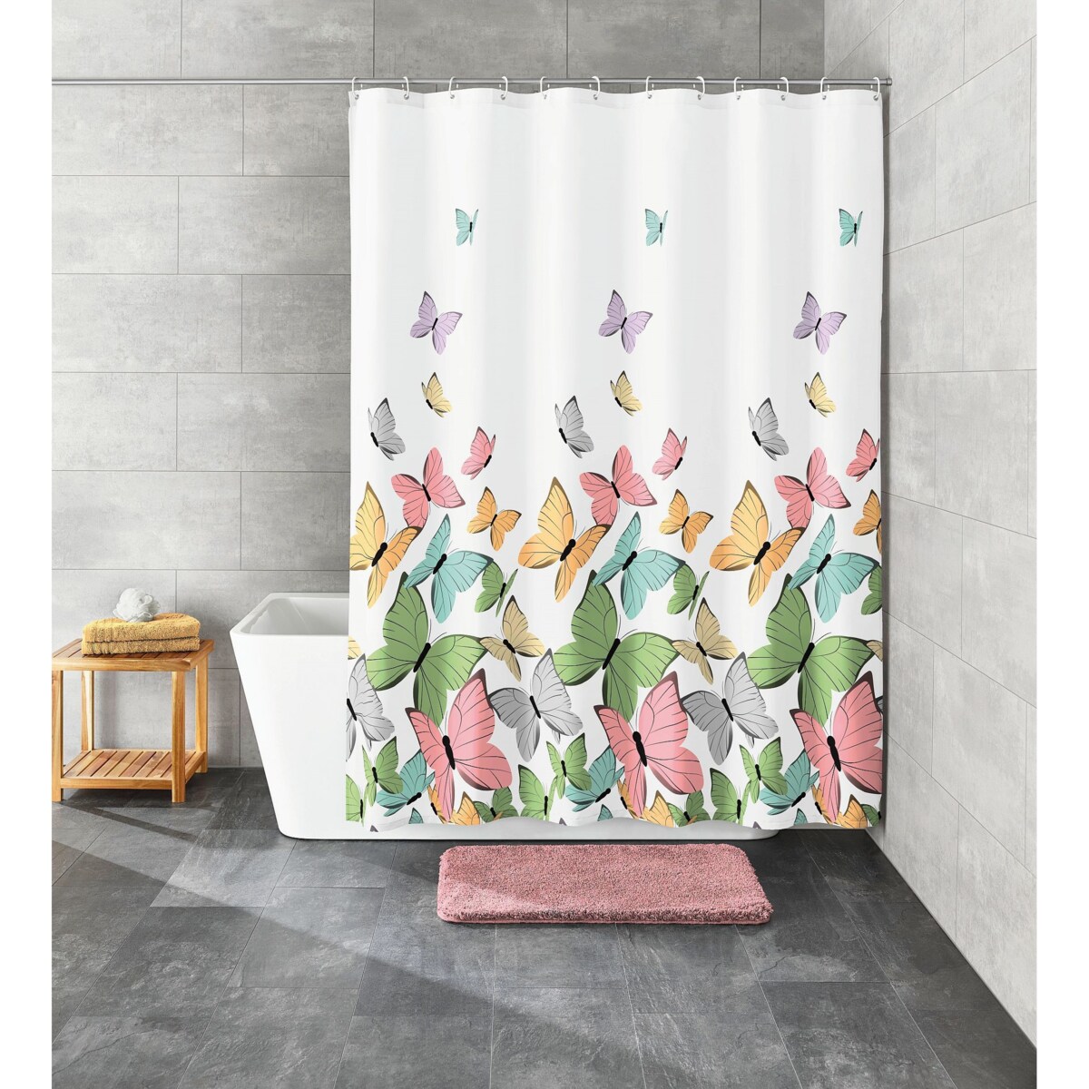 Kleine Wolke Butterflies Tekstylna Zasłona prysznicowa Multicolor 240x180 cm