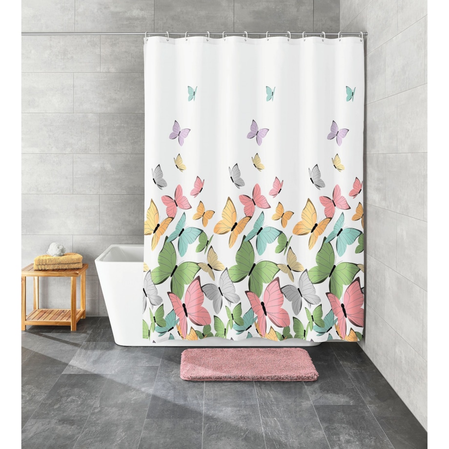 Kleine Wolke Butterflies Tekstylna Zasłona prysznicowa Multicolor 240x180 cm