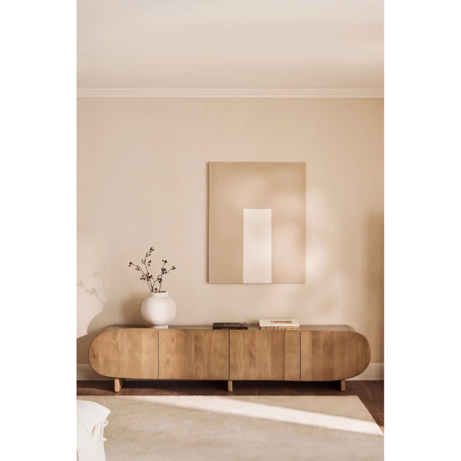 Komoda RTV 220x40 cm z drewna mango Agathe, naturalna