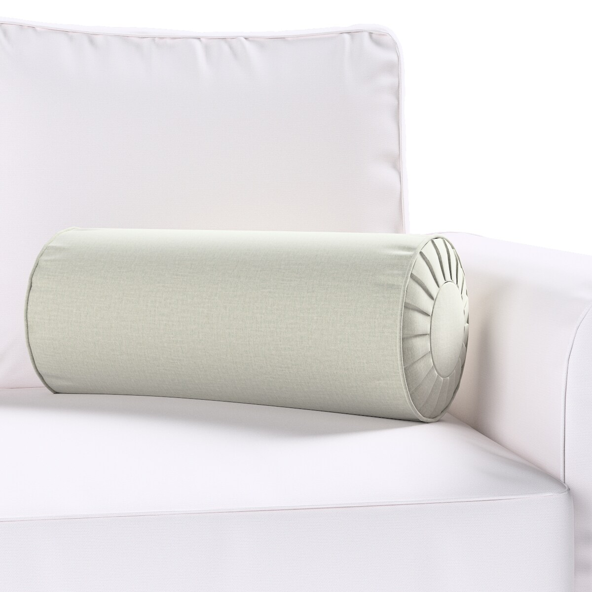 Poduszka wałek z zakładkami, pastelowo miętowy welwet, Ø20 x 50 cm, Ingrid