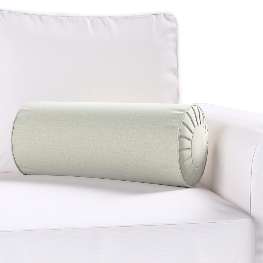 Poduszka wałek z zakładkami, pastelowo miętowy welwet, Ø20 x 50 cm, Ingrid