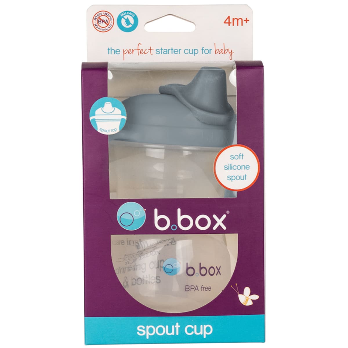 Kubek niekapek z miękkim ustnikiem dla dzieci 4m+ błękitny do nauki samodzielnego picia b.box