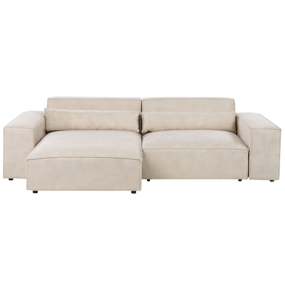 Narożnik modułowy 2-osobowy welurowy prawostronny beżowy HELLNAR