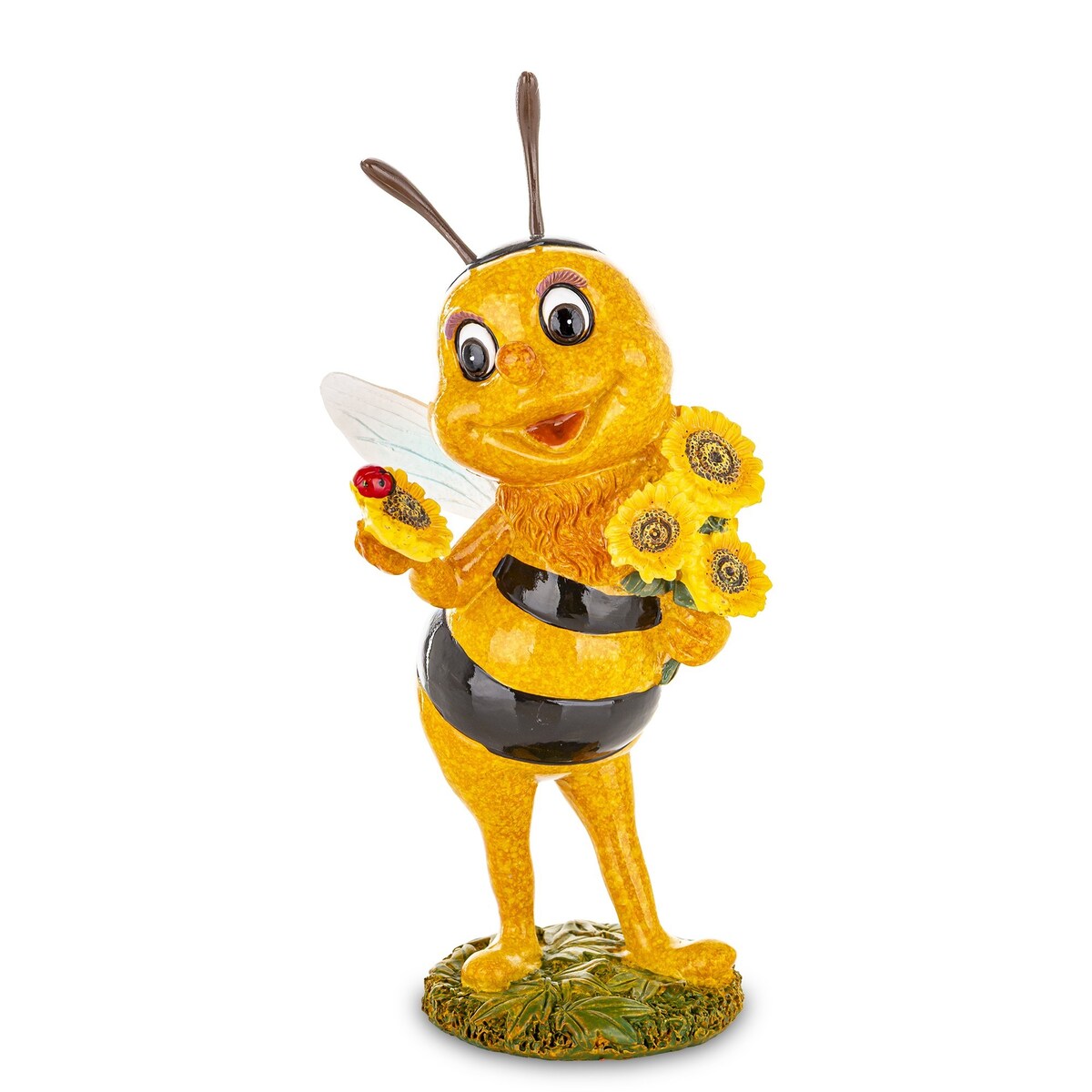 Dekoracja - kolorowa pszczółka 17x8x7 cm APE z kwiatem słonecznika