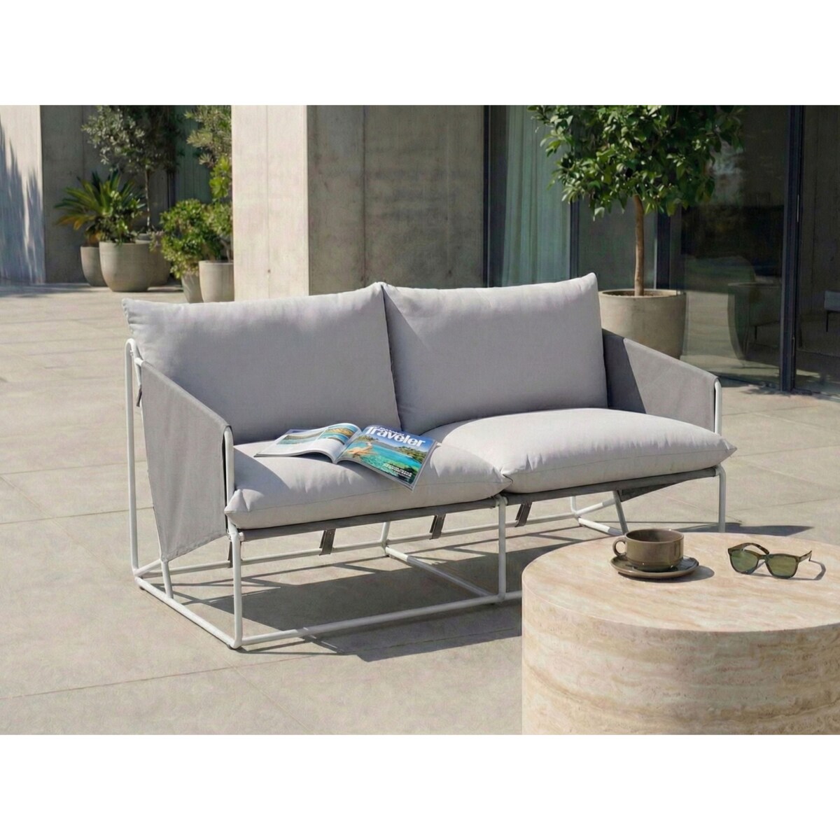 Sofa ogrodowa dla 2 osób PONTE Metal Szary