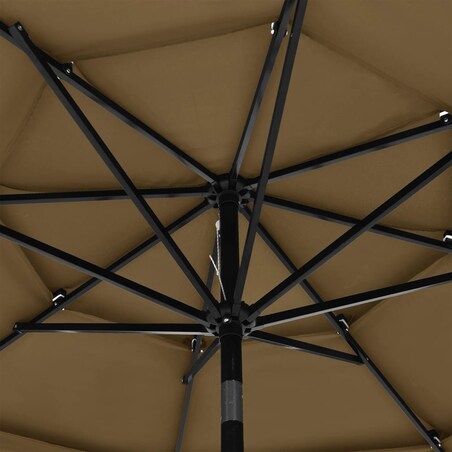 vidaXL 3-poziomowy parasol na aluminiowym słupku, kolor taupe, 3 m