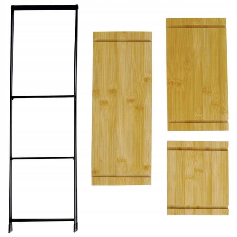 Patera Drewniana 3 Piętrowa na Przekąski Piramida Drewniana Metalowa