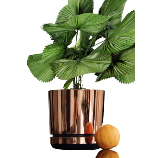 18 cm wzór ŁOSOSIOWY Doniczka z podstawką nowoczesna elegancka różowe złoto glamour wysoki połysk industrialny loft retro