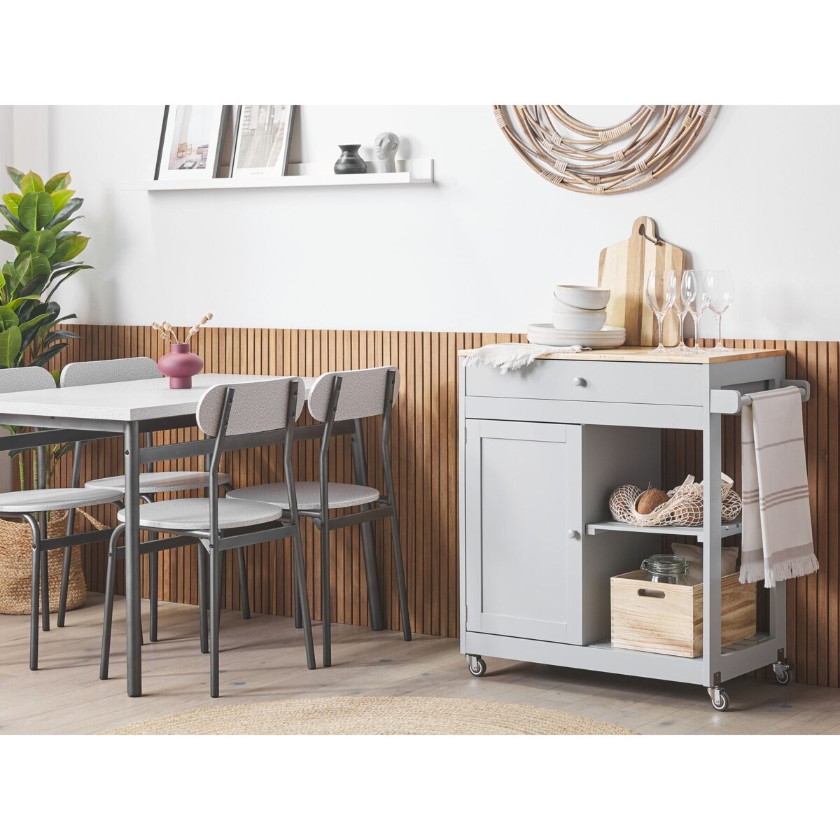 Wózek kuchenny z szufladą szary TRAPANI