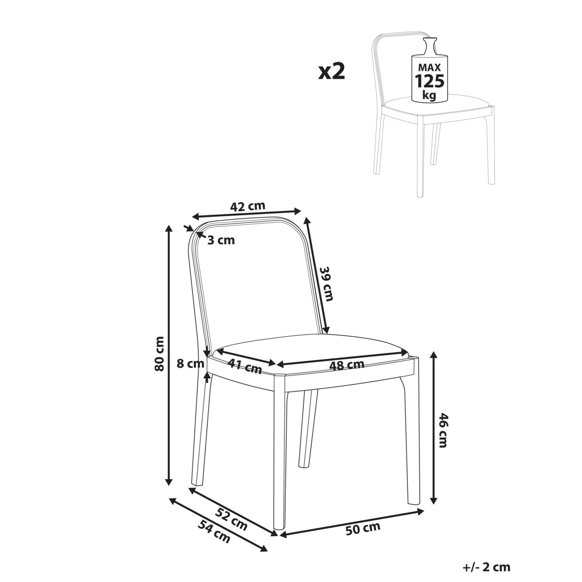 Zestaw 2 krzeseł do jadalni EDINA Jasnobrązowy