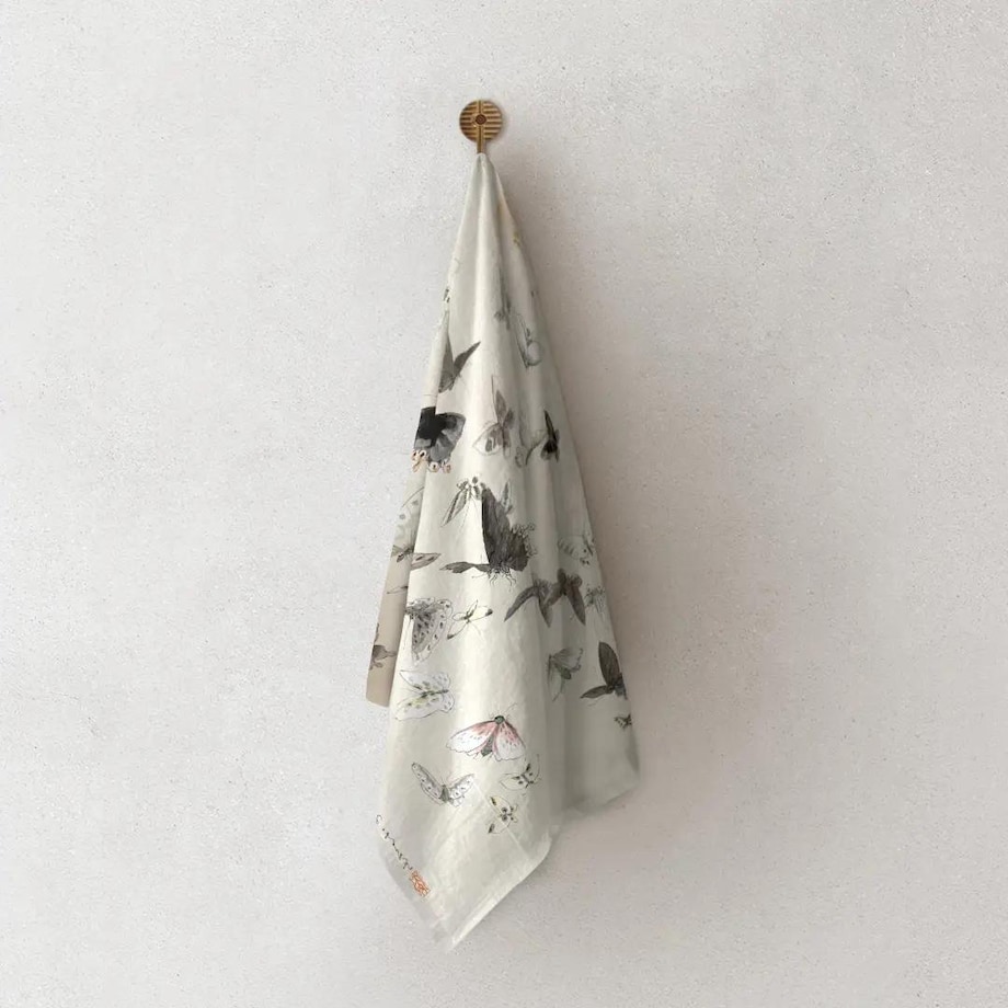 Lniany ręcznik kuchenny - motyle