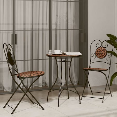 vidaXL Mozaikowy stolik bistro, terakota, Ø50x70 cm, ceramiczny