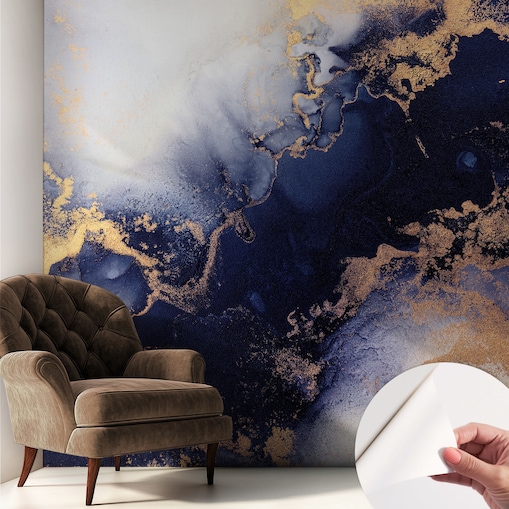 Fototapeta samoprzylepna 250x250 cm - Granatowe fale, tapeta ścienna granatowa