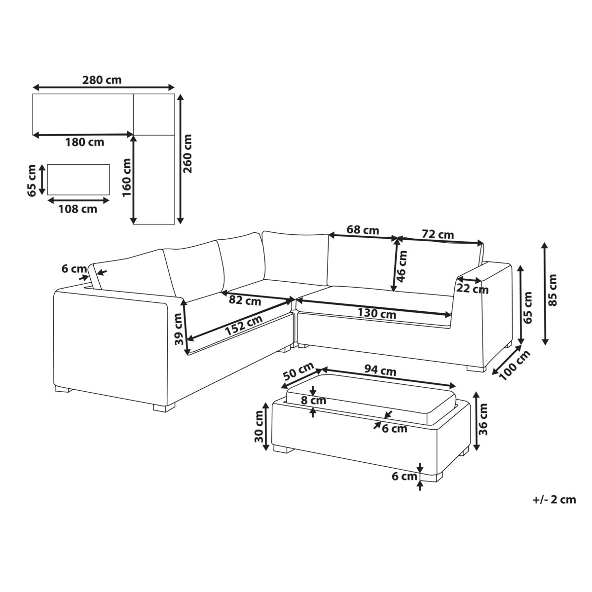 Narożnik ogrodowy z otomaną dla 5 osób RINELLA Rattan Szary
