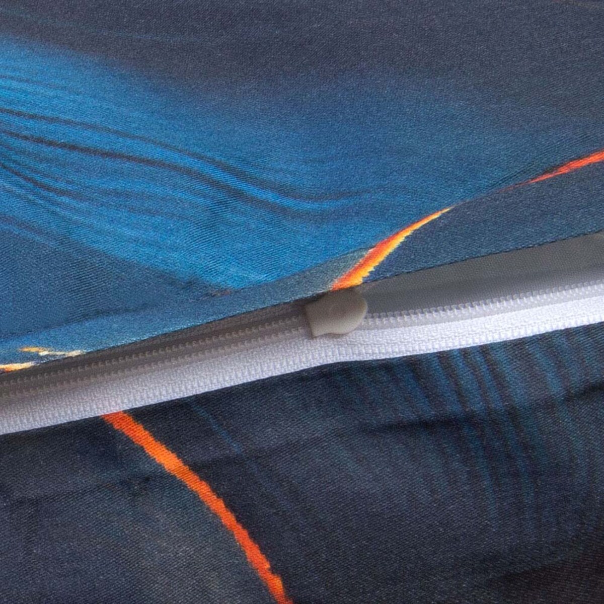 Pościel satyna bawełniana 140x200 Auroria złote kwiaty na niebieskim tle, Satynlove Premium