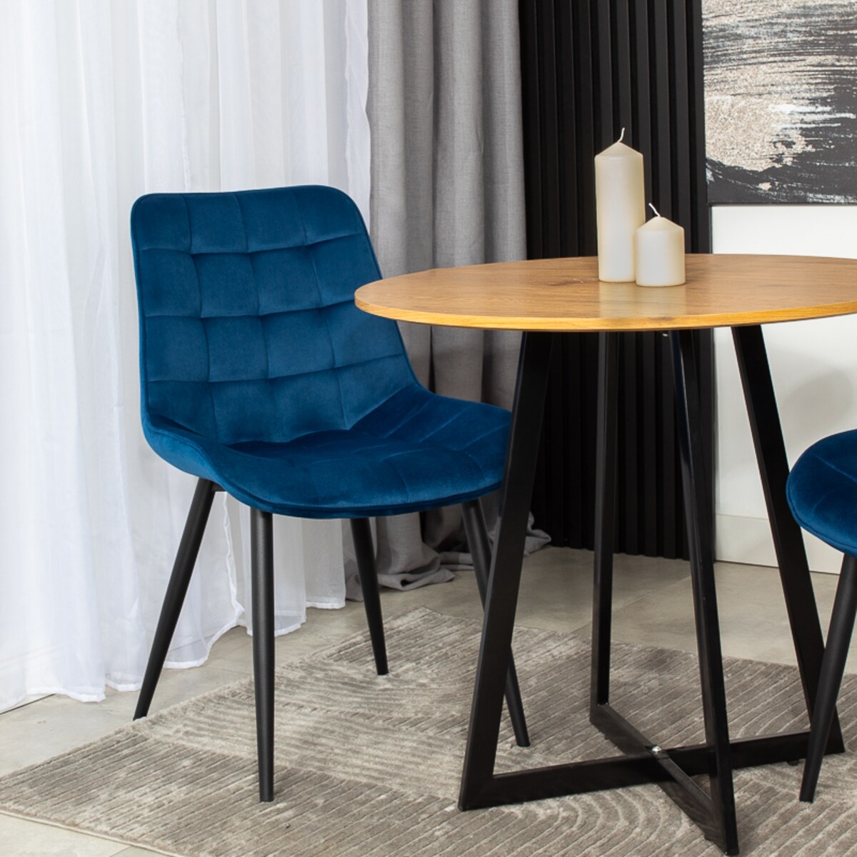 Krzesło tapicerowane welurowe pikowane do salonu jadalni