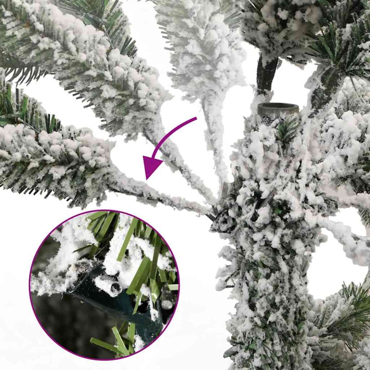 vidaXL Sztuczna choinka na zawiasach, 300 lampek LED i bombki, 270 cm
