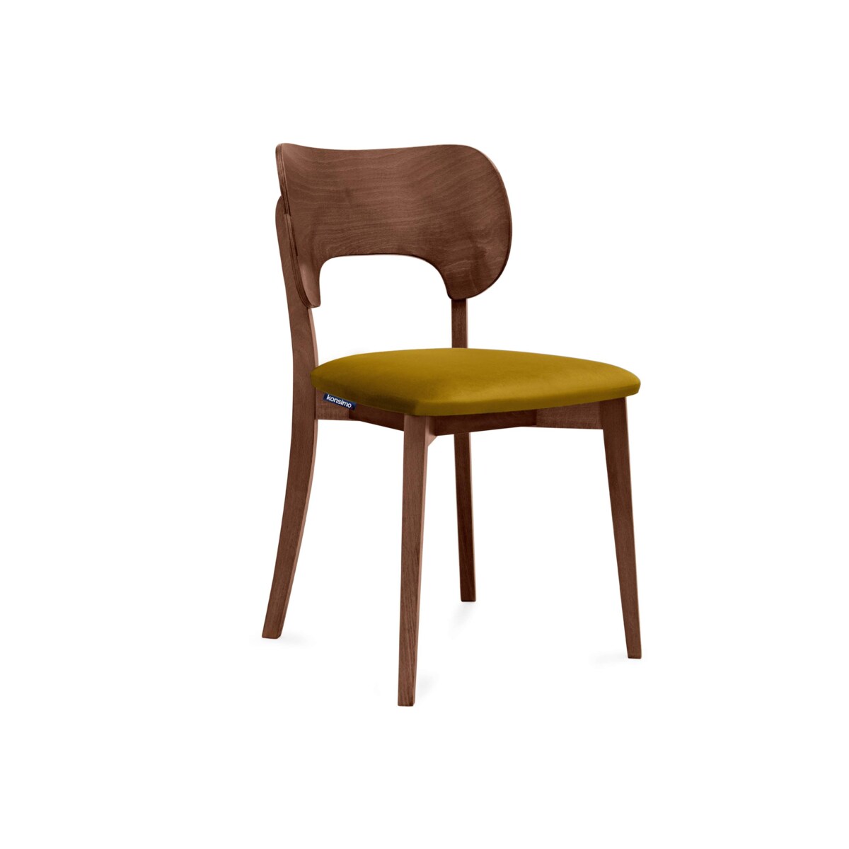 KONSIMO LYCO Krzesła loftowe, orzech ciemny musztardowo-żółty, 2 szt