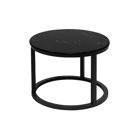 Stolik kawowy okrągły 2w1 biały marmur zestaw 2 stolików kawowych glamour