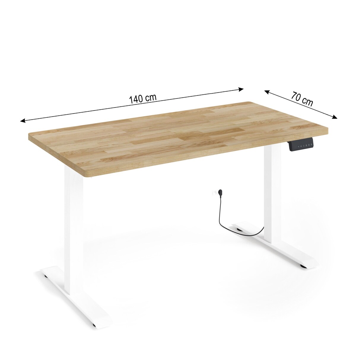 Biurko elektryczne z regulacją BIMotion 2S 140x70 biały/dąb