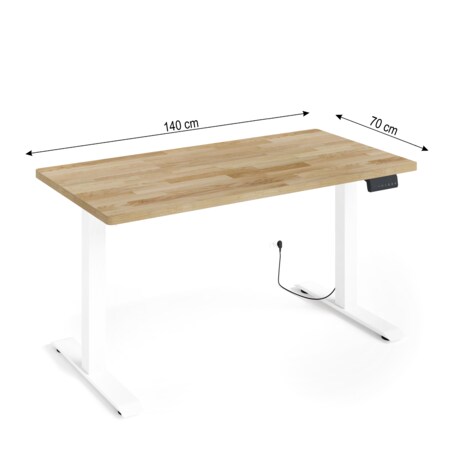 Biurko elektryczne z regulacją BIMotion 2S 140x70 biały/dąb