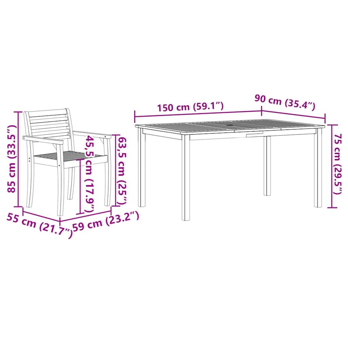 vidaXL Zestaw do jadalni w ogrodzie 5 pcs Brązowy lite drewno akacjowe